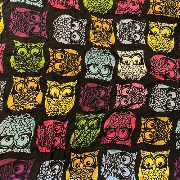 Wayan Natural Wear Colorful Owl Scarf Shawl Wrap Beach Vacation Cruise 61” Long - Picture 3 of 7